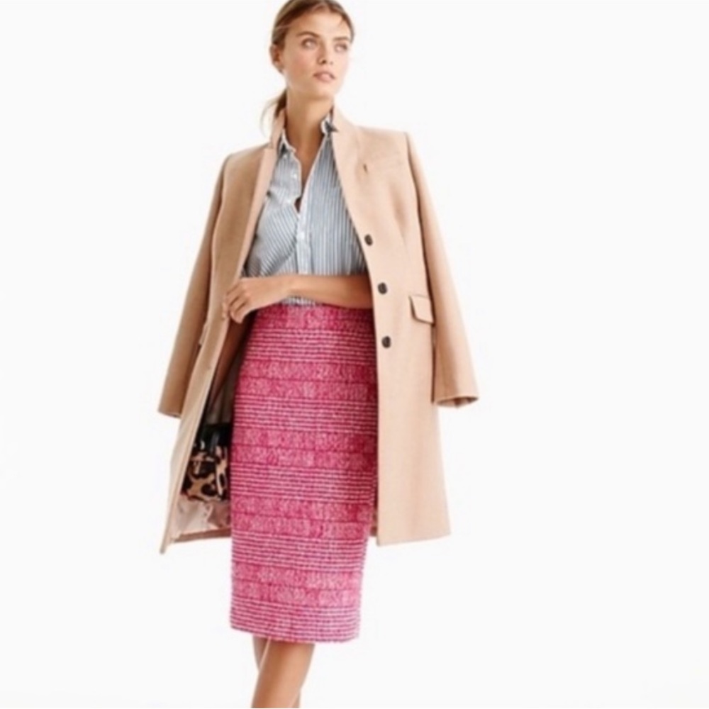 J. Crew Pink wool Houndstooth Pencil Skirt
